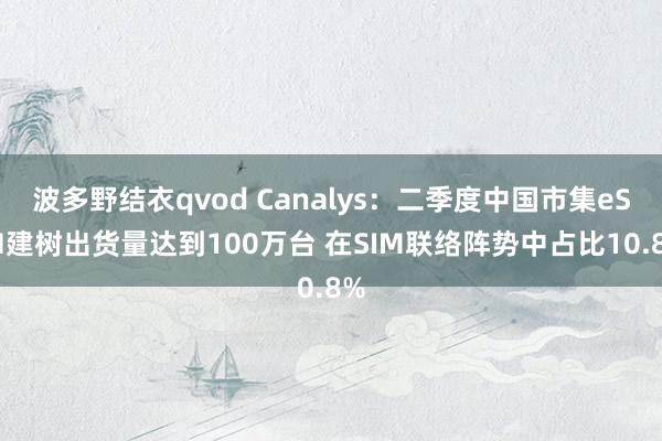 波多野结衣qvod Canalys：二季度中国市集eSIM建树出货量达到100万台 在SIM联络阵势中占比10.8%
