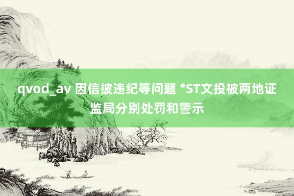 qvod_av 因信披违纪等问题 *ST文投被两地证监局分别处罚和警示
