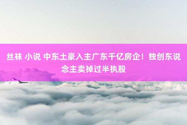 丝袜 小说 中东土豪入主广东千亿房企！独创东说念主卖掉过半执股