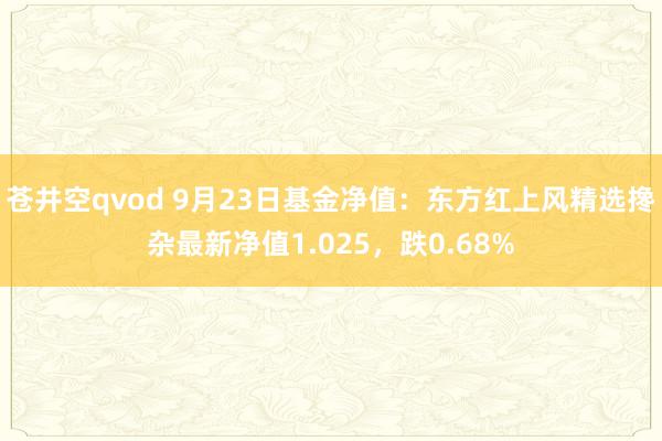 苍井空qvod 9月23日基金净值：东方红上风精选搀杂最新净值1.025，跌0.68%