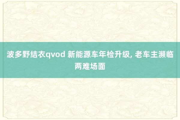 波多野结衣qvod 新能源车年检升级， 老车主濒临两难场面