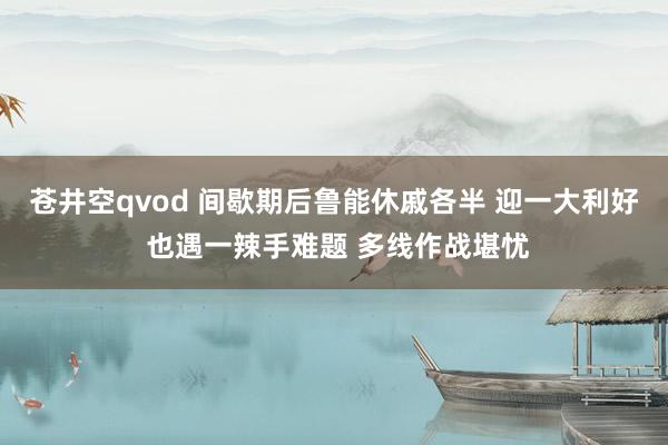 苍井空qvod 间歇期后鲁能休戚各半 迎一大利好 也遇一辣手难题 多线作战堪忧