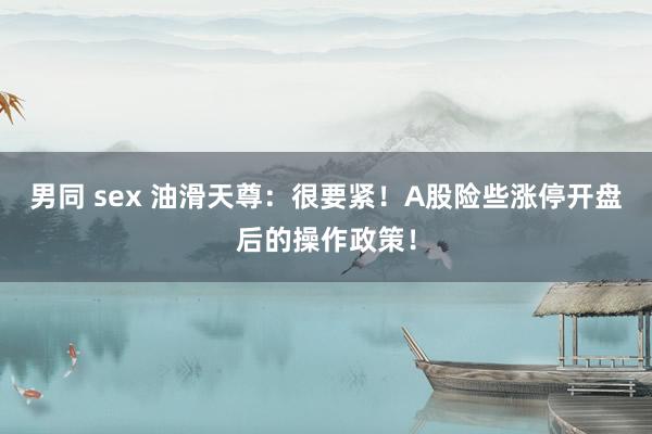 男同 sex 油滑天尊：很要紧！A股险些涨停开盘后的操作政策！