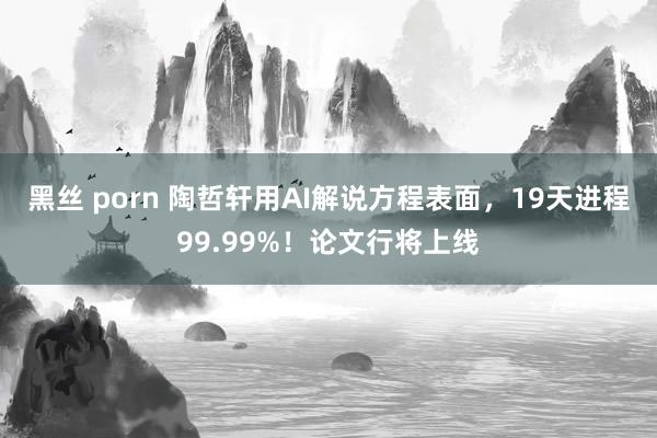 黑丝 porn 陶哲轩用AI解说方程表面，19天进程99.99%！论文行将上线