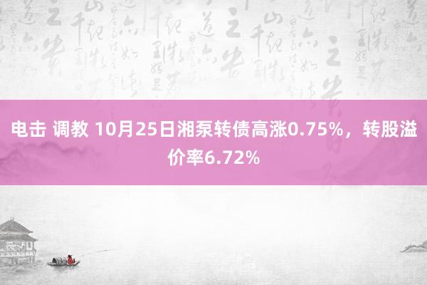 电击 调教 10月25日湘泵转债高涨0.75%，转股溢价率6.72%