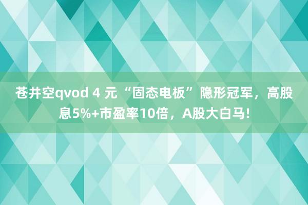 苍井空qvod 4 元 “固态电板” 隐形冠军，高股息5%+市盈率10倍，A股大白马!