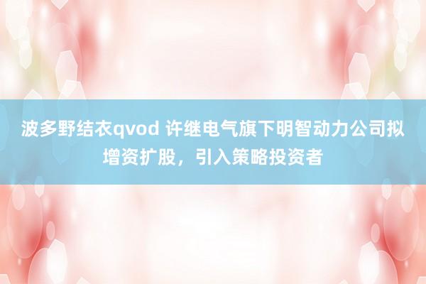 波多野结衣qvod 许继电气旗下明智动力公司拟增资扩股，引入策略投资者