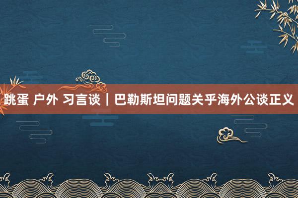 跳蛋 户外 习言谈｜巴勒斯坦问题关乎海外公谈正义