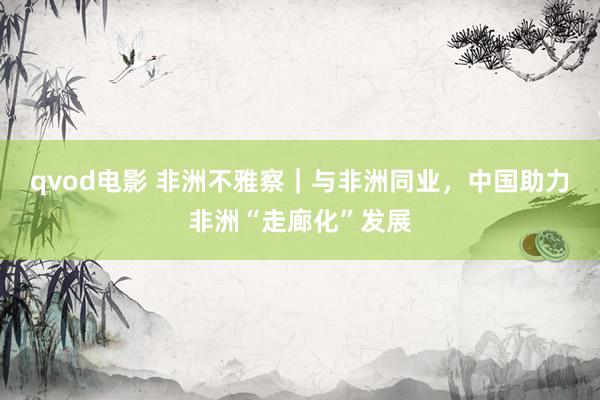 qvod电影 非洲不雅察｜与非洲同业，中国助力非洲“走廊化”发展