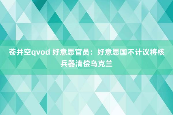 苍井空qvod 好意思官员：好意思国不计议将核兵器清偿乌克兰