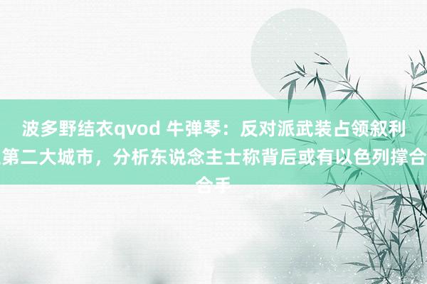 波多野结衣qvod 牛弹琴：反对派武装占领叙利亚第二大城市，分析东说念主士称背后或有以色列撑合手