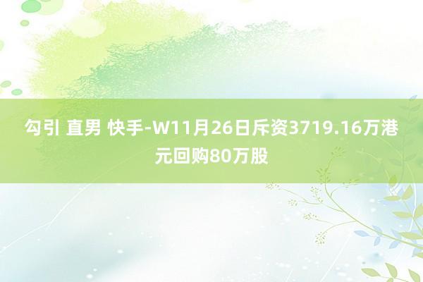 勾引 直男 快手-W11月26日斥资3719.16万港元回购80万股