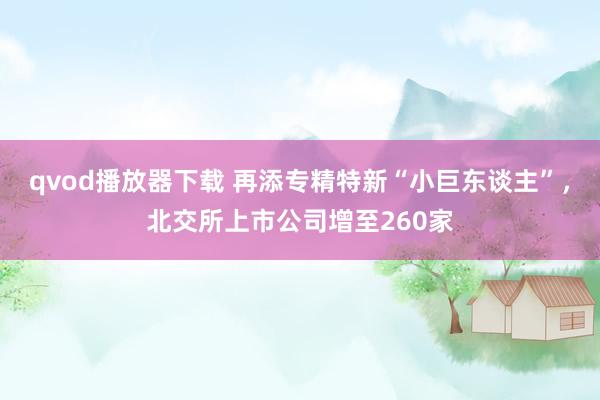 qvod播放器下载 再添专精特新“小巨东谈主”，北交所上市公司增至260家