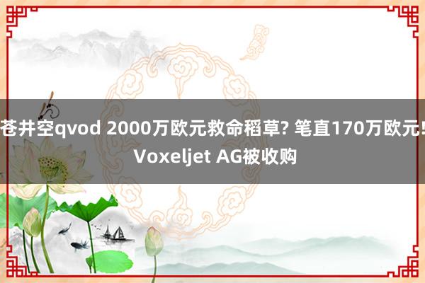 苍井空qvod 2000万欧元救命稻草? 笔直170万欧元! Voxeljet AG被收购