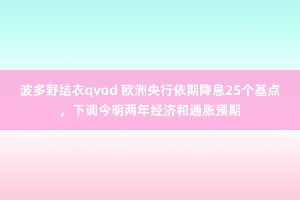 波多野结衣qvod 欧洲央行依期降息25个基点，下调今明两年经济和通胀预期