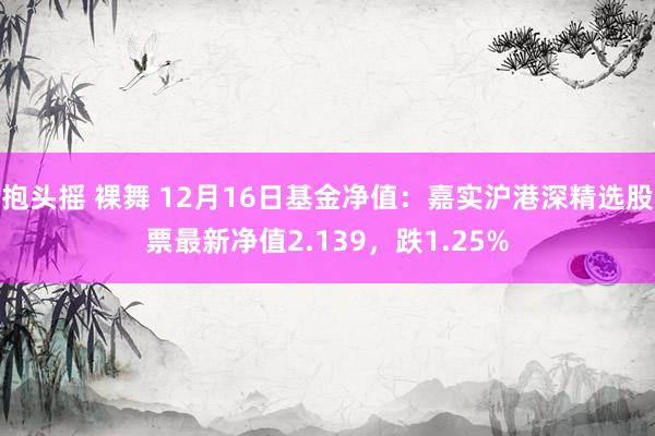 抱头摇 裸舞 12月16日基金净值：嘉实沪港深精选股票最新净值2.139，跌1.25%