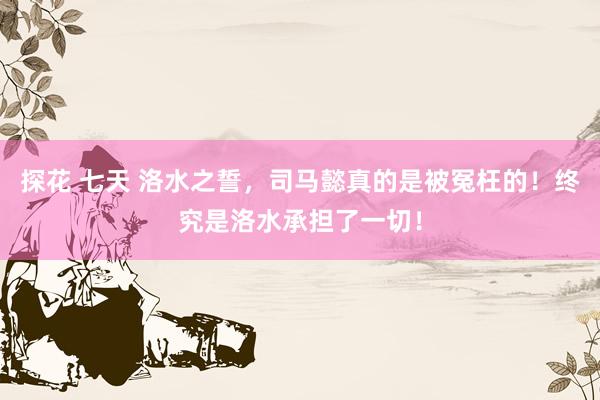 探花 七天 洛水之誓，司马懿真的是被冤枉的！终究是洛水承担了一切！