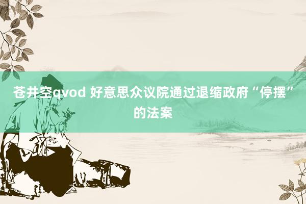 苍井空qvod 好意思众议院通过退缩政府“停摆”的法案