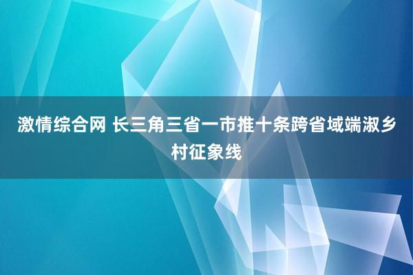 激情综合网 长三角三省一市推十条跨省域端淑乡村征象线
