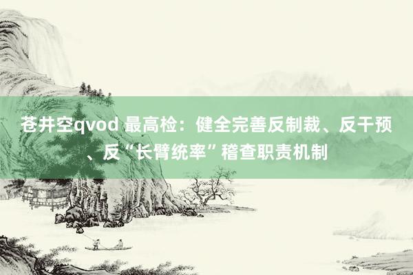苍井空qvod 最高检：健全完善反制裁、反干预、反“长臂统率”稽查职责机制