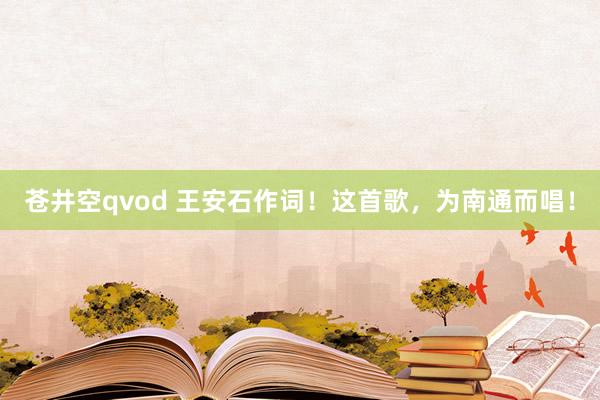 苍井空qvod 王安石作词！这首歌，为南通而唱！