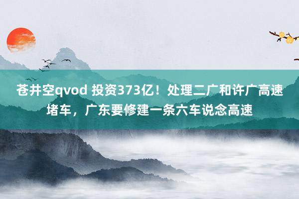 苍井空qvod 投资373亿！处理二广和许广高速堵车，广东要修建一条六车说念高速