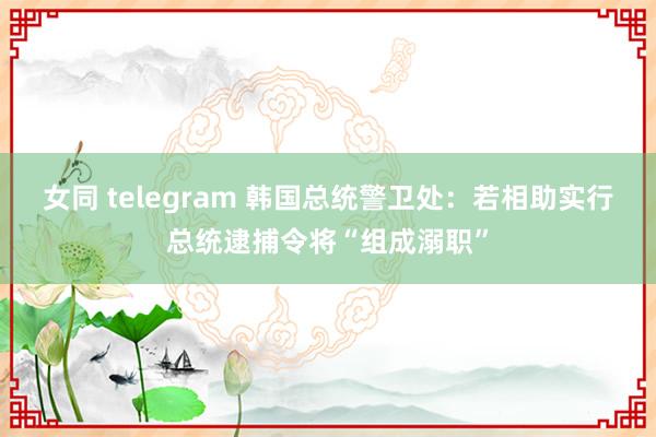 女同 telegram 韩国总统警卫处：若相助实行总统逮捕令将“组成溺职”