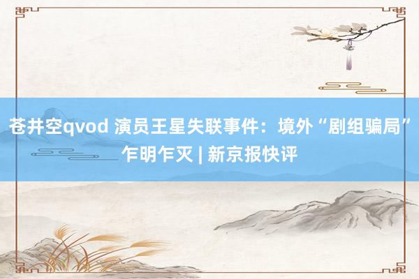 苍井空qvod 演员王星失联事件：境外“剧组骗局”乍明乍灭 | 新京报快评