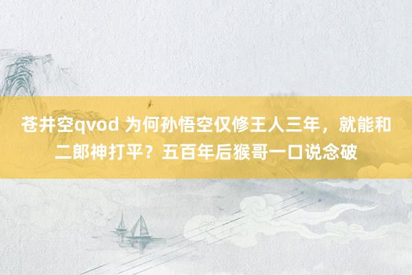 苍井空qvod 为何孙悟空仅修王人三年，就能和二郎神打平？五百年后猴哥一口说念破