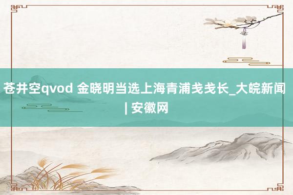 苍井空qvod 金晓明当选上海青浦戋戋长_大皖新闻 | 安徽网