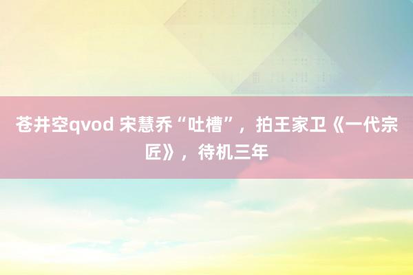 苍井空qvod 宋慧乔“吐槽”，拍王家卫《一代宗匠》，待机三年