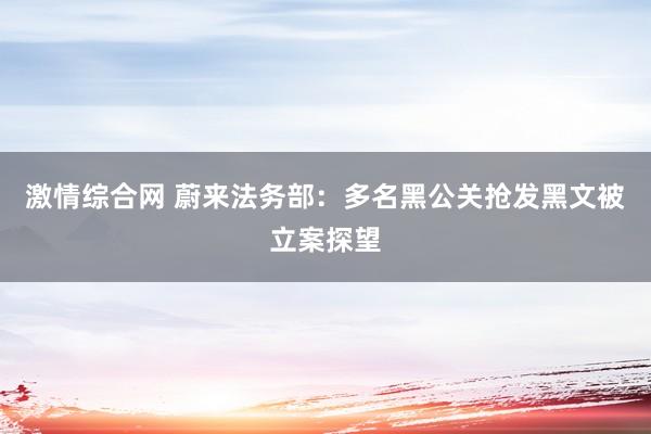 激情综合网 蔚来法务部：多名黑公关抢发黑文被立案探望