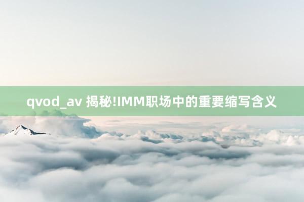 qvod_av 揭秘!IMM职场中的重要缩写含义