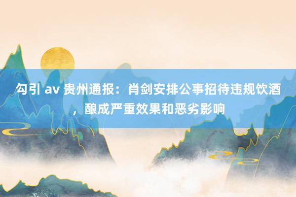 勾引 av 贵州通报：肖剑安排公事招待违规饮酒，酿成严重效果和恶劣影响